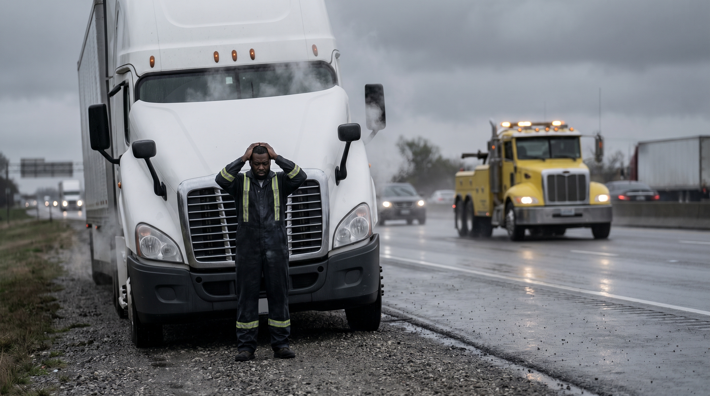 Broken down truck on the highway
